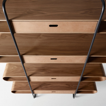Apelle sideboard in metal and wood with leather doors and drawer by Midj