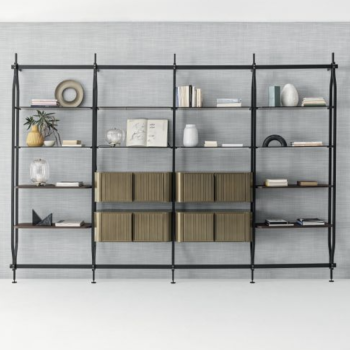 Charlotte Bontempi wall or ceiling bookcase with shelves and containers