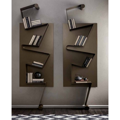 Fixed bookcase Albatros by Tonin Casa in wood and metal