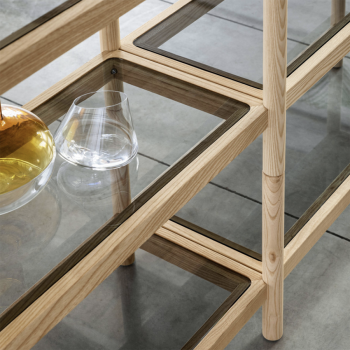 Siena bookcase in wood and metal or glass shelves by Midj
