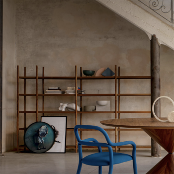 Siena bookcase in wood and metal or glass shelves by Midj