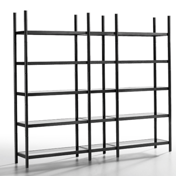 Siena bookcase in wood and metal or glass shelves by Midj