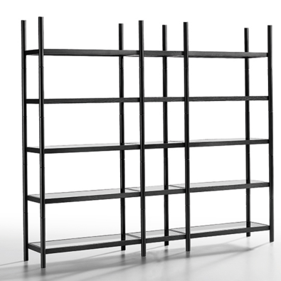 Siena bookcase in wood and metal or glass shelves by Midj