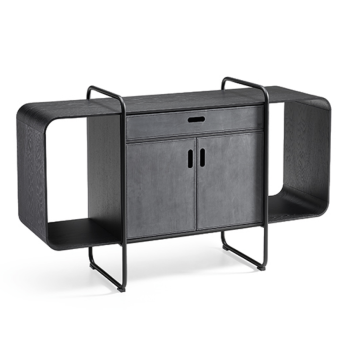 Apelle sideboard in metal and wood with leather doors and drawer by Midj