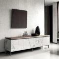 Cosmopolitan sideboard by Bontempi in wood and internal shelves in transparent glass