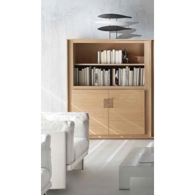 Living room sideboard with open compartments and doors
