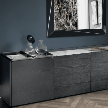 Pica sideboard by Bontempi in wood and glass shelves