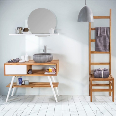 Riflesso shelf with mirror CP601S by Cipì in teak