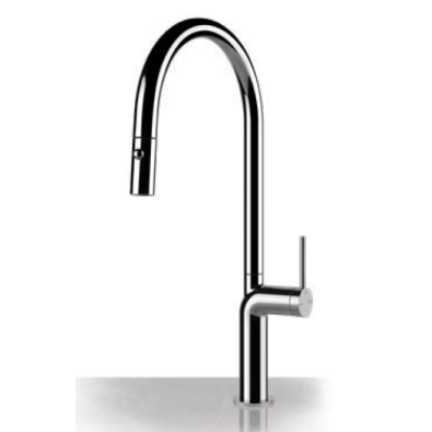 STELO single-lever swivel mixer with extractable double jet hand shower by Gessi ready for delivery