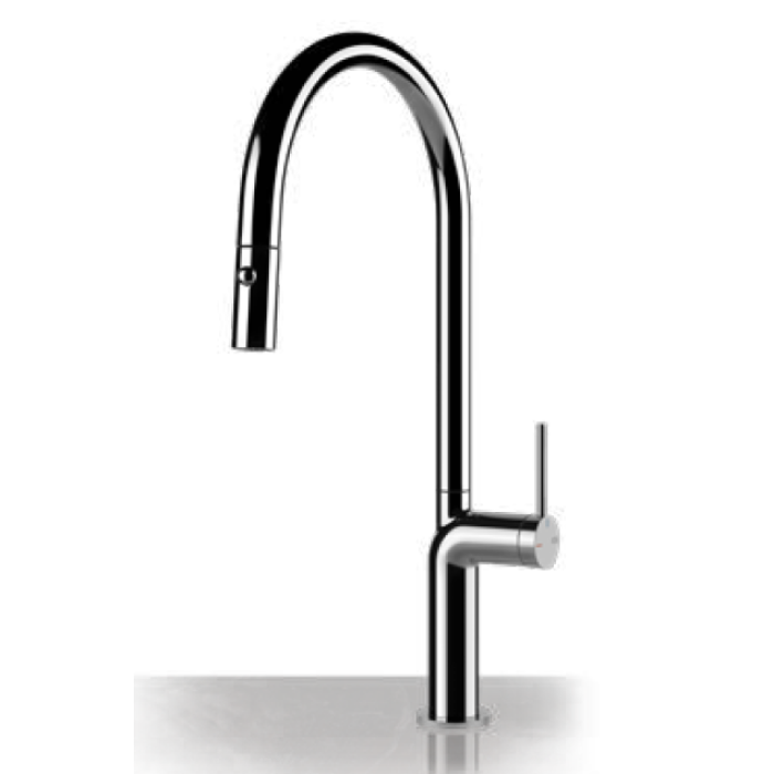 STELO single-lever swivel mixer with extractable double jet hand shower by Gessi ready for delivery