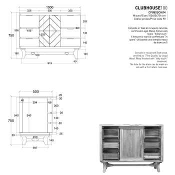 Bathroom furniture Console Side board Club House 100 CP880SCH / M Cipì
