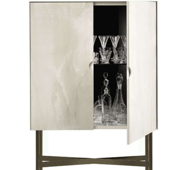 Madison bar cabinet by Bontempi in wood and glass shelves