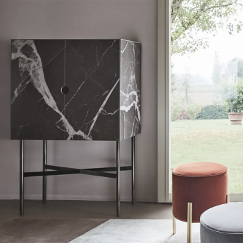 Madison bar cabinet by Bontempi in wood and glass shelves