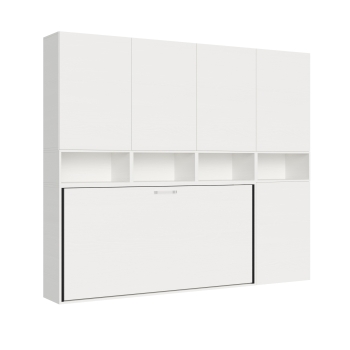 Mod.KANDO single white ash with furniture - Horizontal single foldaway bed Kando composition A White Ash