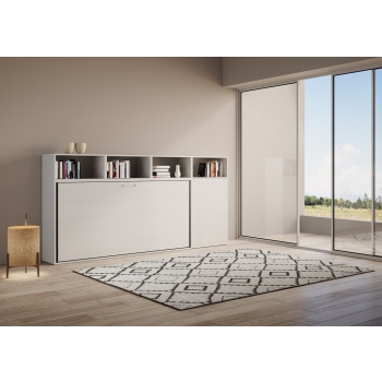 Mod.KANDO single white ash with furniture - Horizontal single foldaway bed Kando composition A White Ash