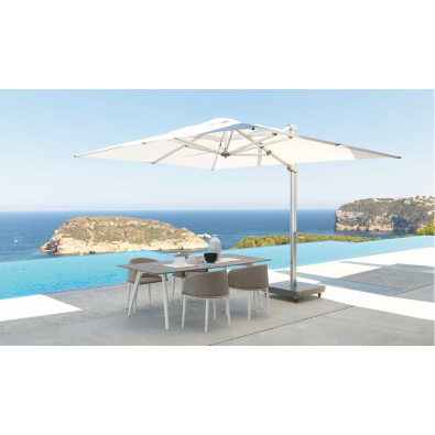 Zeus fabric umbrella from the Parasol line by Talenti for gardens, available in two sizes.