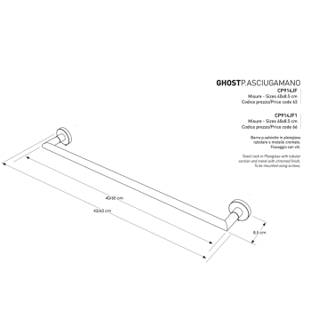 Ghost CP914JF towel holder by Cipì in plexiglass and chromed metal