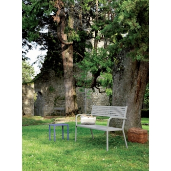 Outdoor Vermobil Alice bench with iron armrests
