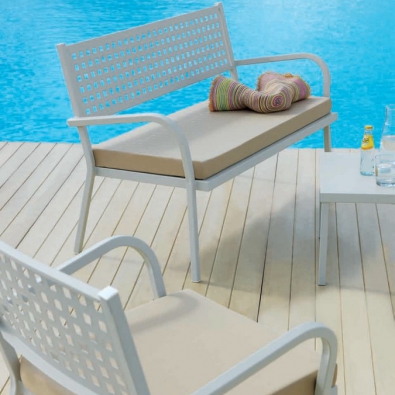 Outdoor Vermobil Alice bench with iron armrests