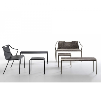 Ola BN M bench in internal and external stackable metal by Midj