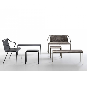 Ola BN M metal bench, stackable inside and outside, by Midj 