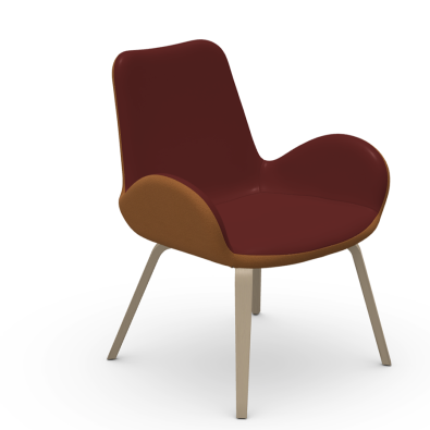 Dalia S L_N TS chair with padded wooden structure by Midj