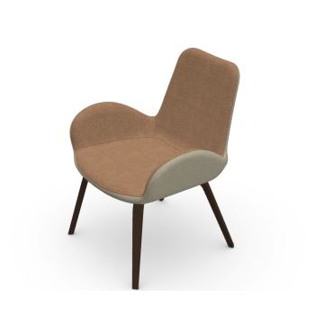 Dalia AP/PE LN TS Waiting Chair with wooden frame and padded seat by Midj