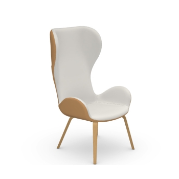 Dalia AP/PE LN TS Waiting Chair with wooden frame and padded seat by Midj