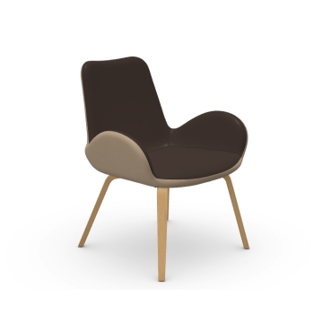 Dalia AP/PE LN TS Waiting Chair with wooden frame and padded seat by Midj
