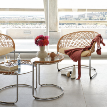 Waiting armchair P47 AP M TS_CU with leather backrest and upholstered in fabric or leather by Midj
