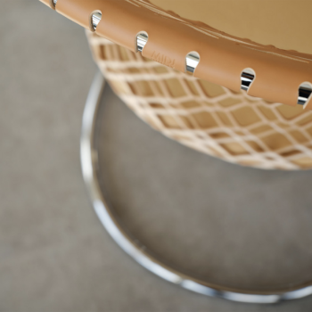 Waiting armchair P47 AP M TS_CU with leather backrest and upholstered in fabric or leather by Midj