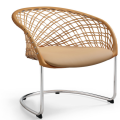 Waiting armchair P47 AP M TS_CU with leather backrest and upholstered in fabric or leather by Midj