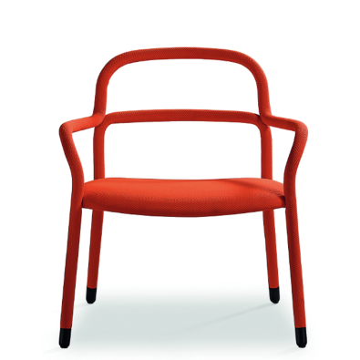 Pippi AP R_TS Waiting Armchair with metal armrests covered in fabric by Midj