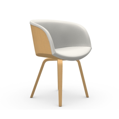 Danny PL TS armchair with wooden structure and upholstered seat by Midj