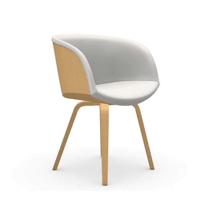 Danny PL TS armchair with wooden structure and upholstered seat by Midj