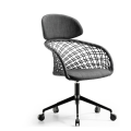 P47 DPA TS_CU swivel and adjustable armchair with high leather backrest and covered in fabric or leather by Midj
