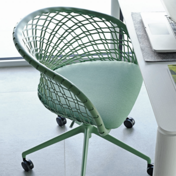 P47 P GX TS_CU swivel armchair with leather backrest and upholstered in fabric or leather by Midj