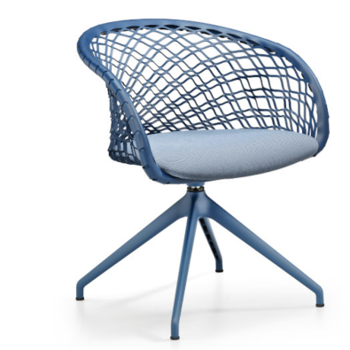 P47 P GX TS_CU swivel armchair with leather backrest and upholstered in fabric or leather by Midj