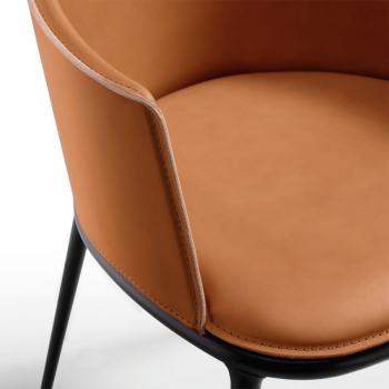 Lea PM CU armchair in metal and leather by Midj