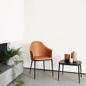 Lea PM CU armchair in metal and leather by Midj