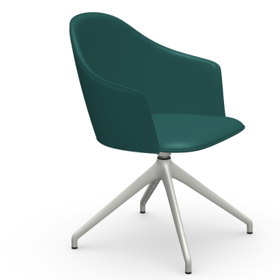 Lea S GX CU swivel armchair in metal and leather by Midj