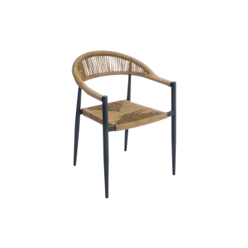 Milano armchair in anthracite and straw by Greenwood