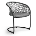 P47 PM TS_CU armchair with leather backrest and upholstered in fabric or leather by Midj