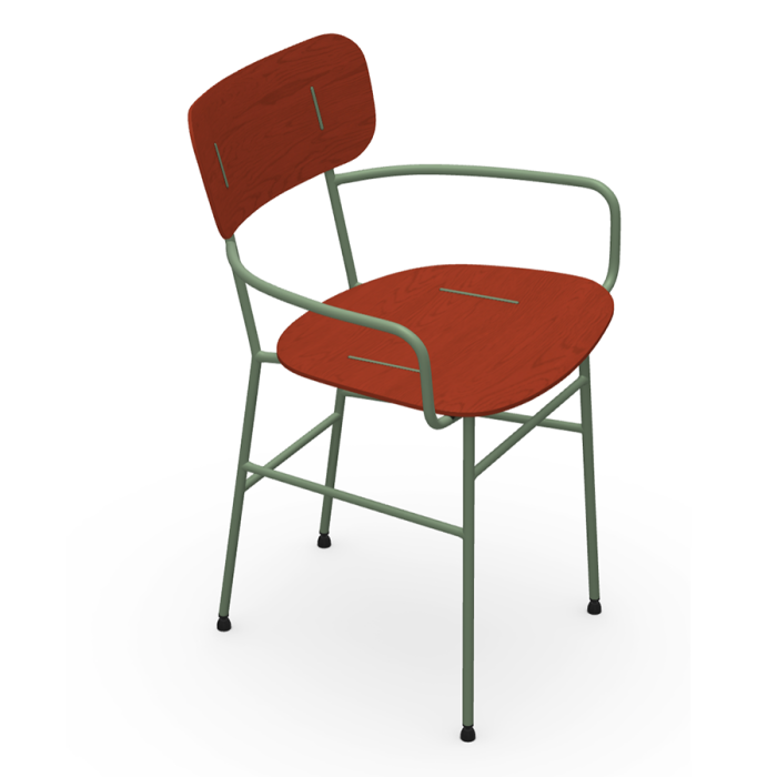 Piuma PM LG armchair in metal and wood by Midj