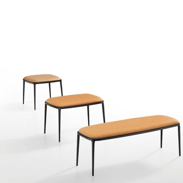 Lea TS stool in metal covered in fabric or leather by Midj