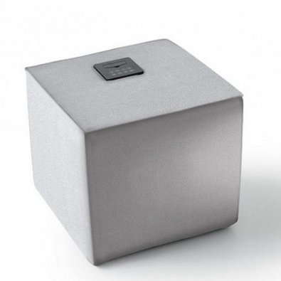 Straits pouf with mobile stereo system in fabric or eco-leather