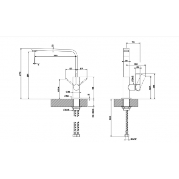 Helium 17015 single-lever mixer tap with swivel spout and pull-out shower - by Gessi