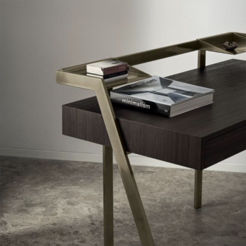 Elegant Zac desk by Bontempi with wooden top and steel structure