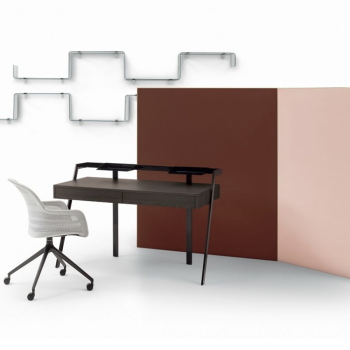 Elegant Zac desk by Bontempi with wooden top and steel structure
