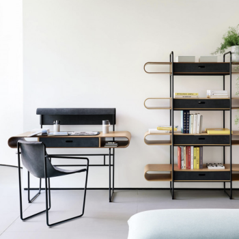 Apelle desk in metal and wood with lighting by Midj